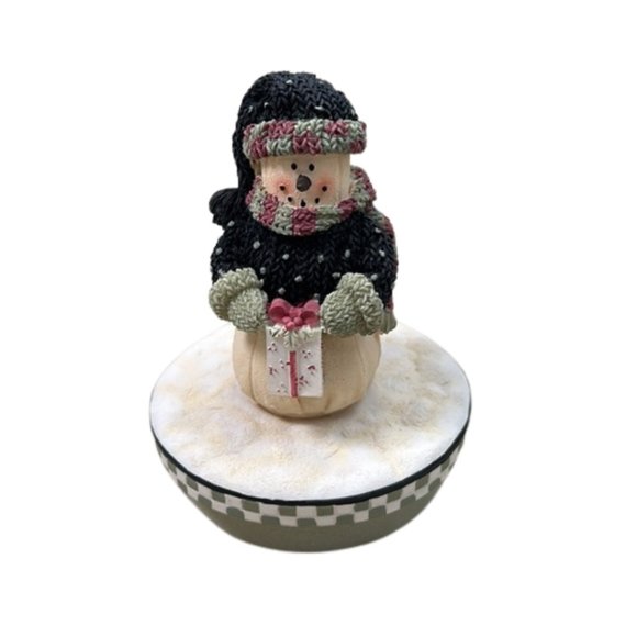 Our America Gift Co. Other - Miss Heather's Candle Topper Plum Pudding Snowman Holding Gift NEW